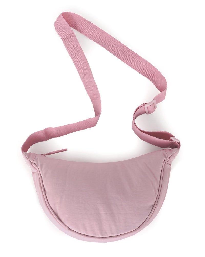 Destinio crossbody bags for women and men - slim & stylish, luxury Nylon fabric, branded zippers - small side half moon sling bag & waist bag, Unisex chest bag (Pink, Half Moon Sling) - Image 1