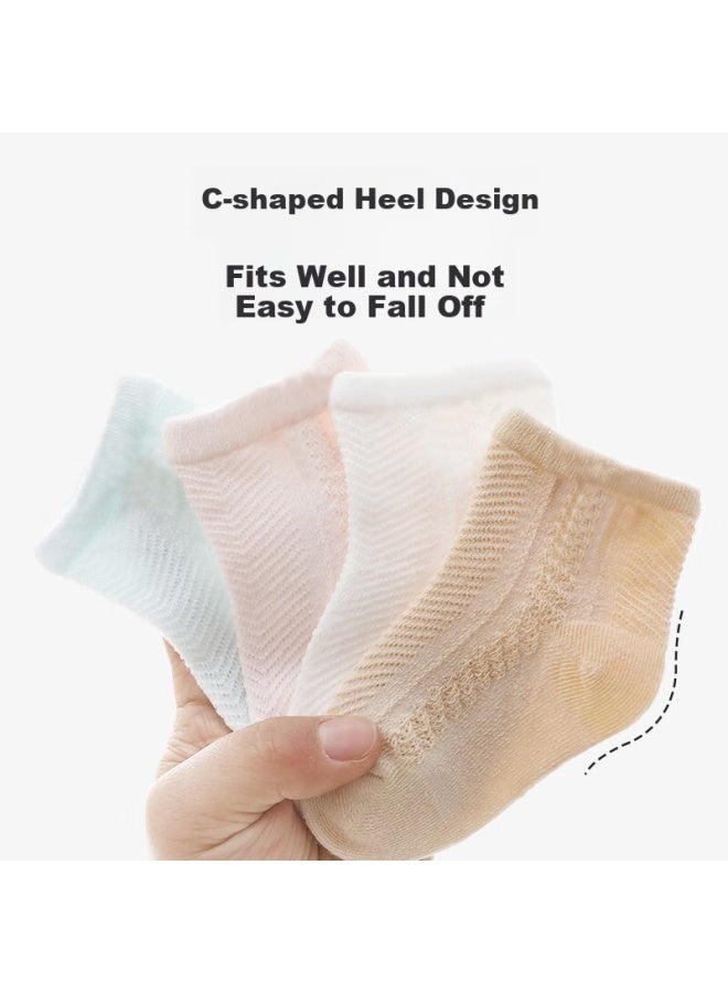 Lovebox Aibaoshi Baby Socks, Summer Newborn Mid-Calf Socks, Baby Mesh Cotton Socks, Children'S Socks, Solid Color, 4 Pairs, T202, M Size - Image 4