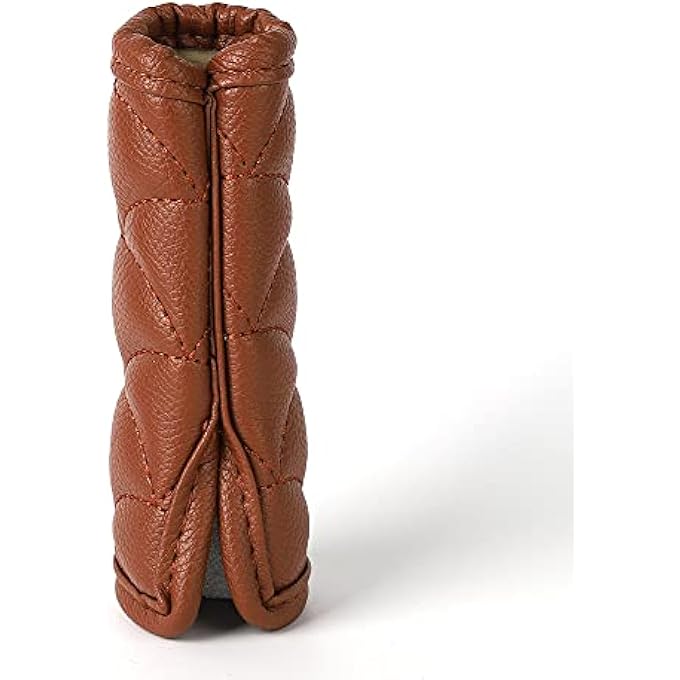 rayihni Auto Interior Leather Handbrake CoverWave Shaped Protector for Car Brake LeversParking Grip Handle Lever Sleeve Fit Most Vehicle Brown - Image 3