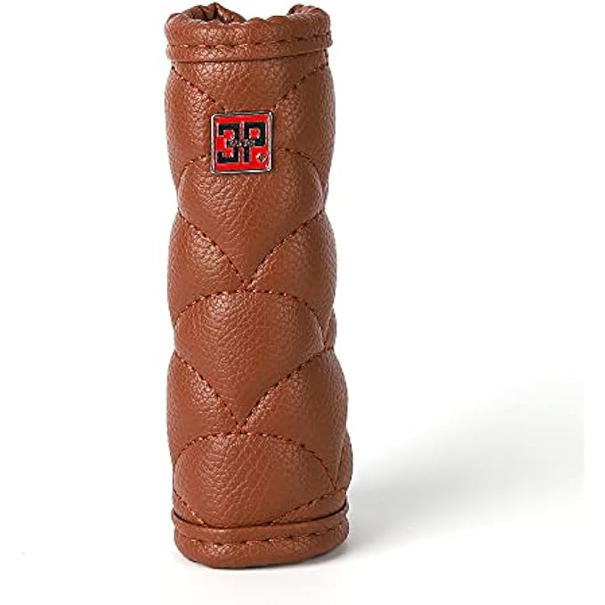 rayihni Auto Interior Leather Handbrake CoverWave Shaped Protector for Car Brake LeversParking Grip Handle Lever Sleeve Fit Most Vehicle Brown - Image 1