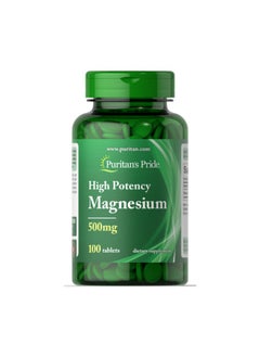 Puritan's Pride High Potency Magnesium 500 mg – 100 Tablets for Muscle & Bone Health Support