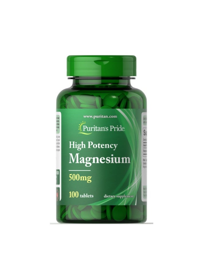 Puritan's Pride Puritan's Pride High Potency Magnesium 500 mg – 100 Tablets for Muscle & Bone Health Support  - Image 1