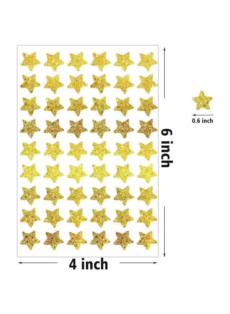 قوس قزح أورينبو 30 ورقة من ملصقات النجوم الذهبية الصغيرة من رقائق الألومنيوم ثلاثية الأبعاد للأطفال كمكافأة، ومخطط سلوك، ومخطط للطلاب، وفصل دراسي، بقطر 0.6 بوصة/1.5 سم - Image 3