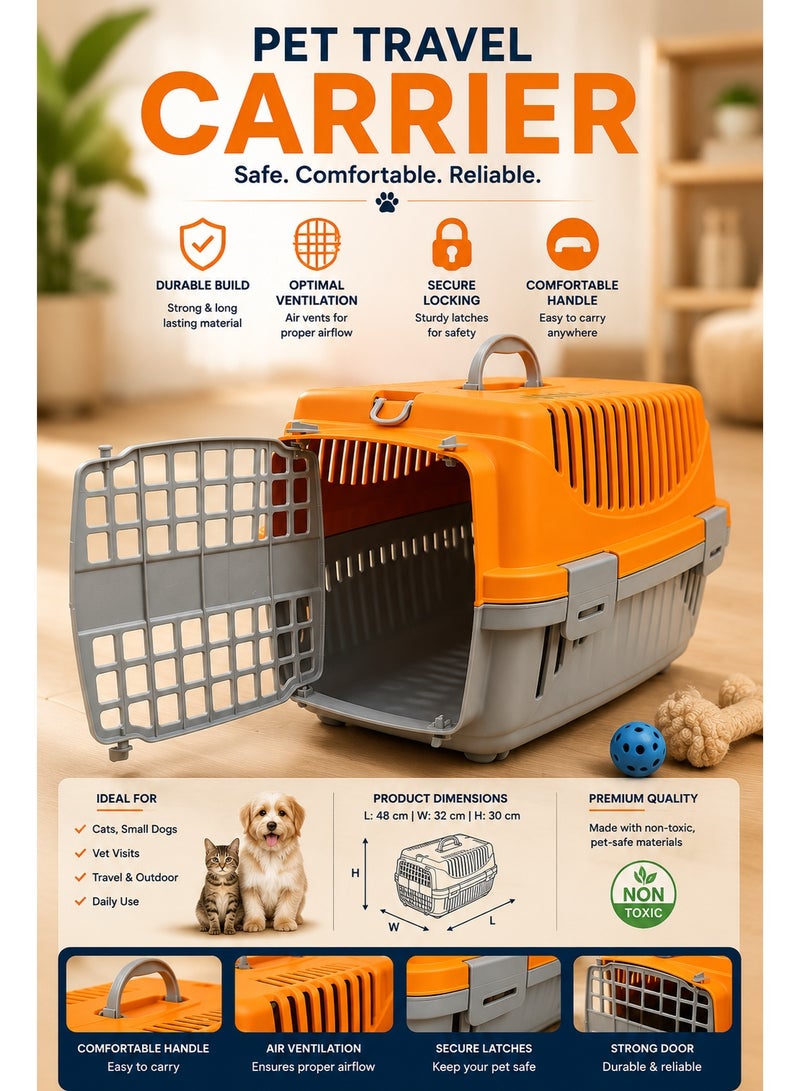 Portable Pet Carrier Cage – Secure Travel Crate for Cats & Small Pets – Ventilated Lightweight Pet Transport Box with Carry Handle - Image 1