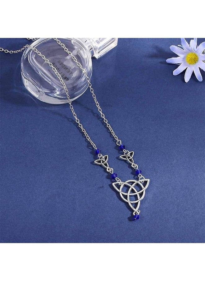 Brinote - Boho Crystal Head Chain Jewelry Silver Hollow Headpieces Knot Beads Headband Halloween Vintage Hair Accessories For Women And Girls (Blue) - Image 1