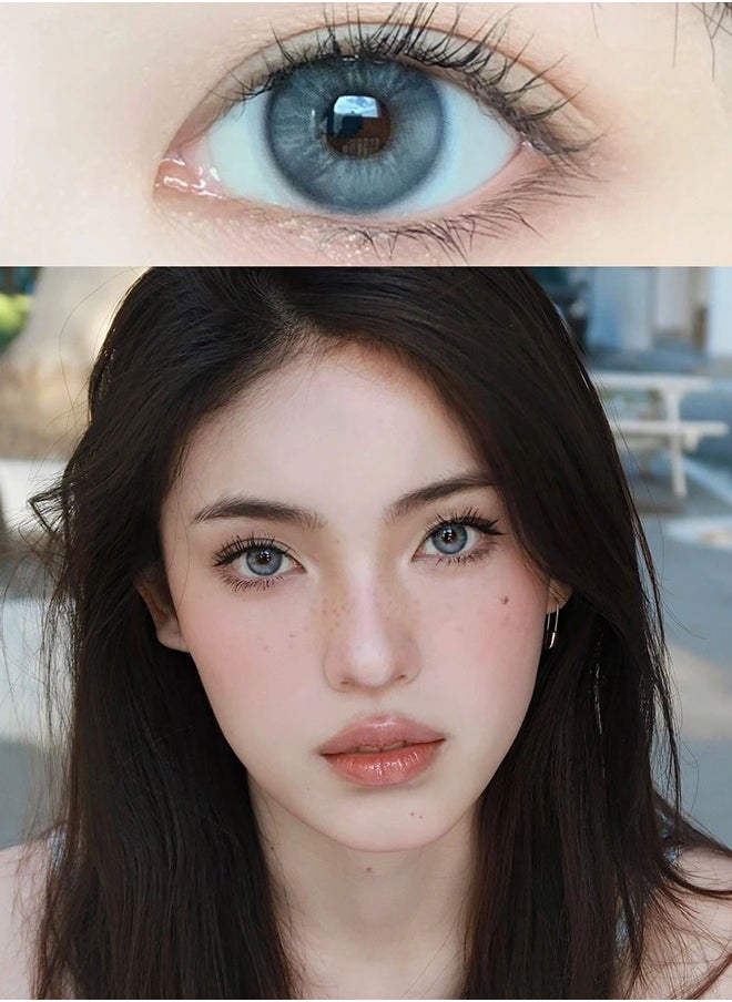 Mill Creek Mill creek color contact lenses 14.2MM hydrogel lenses can be used for 12 months 1 pair of 2 blue glasses  - Image 3