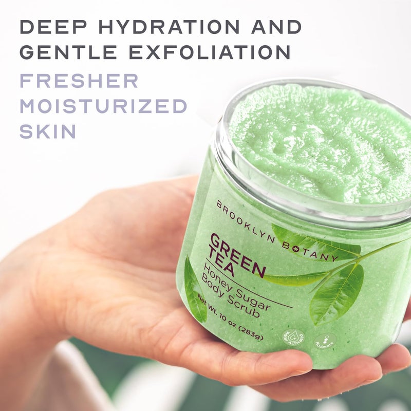 Brooklyn Botany Green Tea Honey Sugar Scrub for Body 10 oz â€“ Deeply Hydrating and Gently Exfoliating Body Scrub for Women and Men â€“ Moisturizing and Nourishing the Skin - Image 4