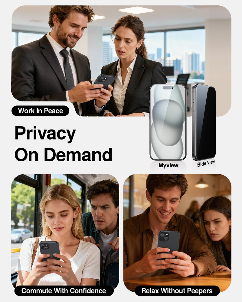 سمارت ديفل SMARTDEVIL 2 Pack MyView Privacy for iPhone 15 Screen Protector - Image 3