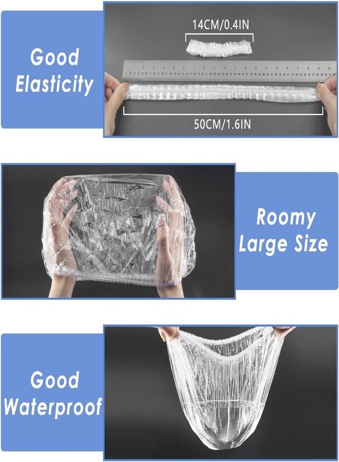 B11 100 PCS Disposable Shower Caps, Plastic Clear Hair Cap Large Thick Waterproof Bath Caps for Women, Hotel Travel Essentials Accessories Deep Conditioning Hair Care Cleaning Supplies | Men Hair Caps - Image 2