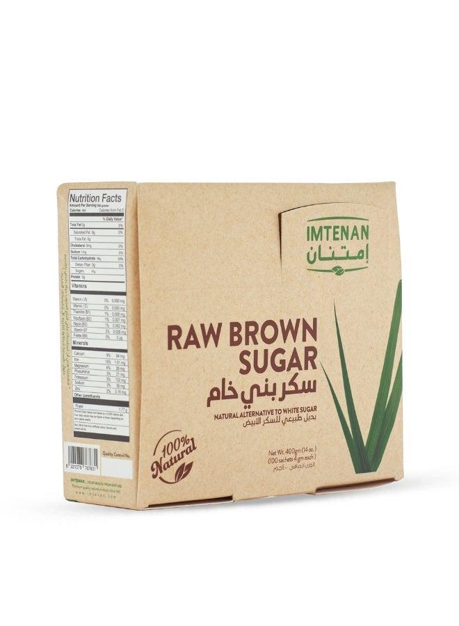 Imtenan Raw Brown Sugar Sachets 100% Natural - 100 Sachets (400 g) - Image 3