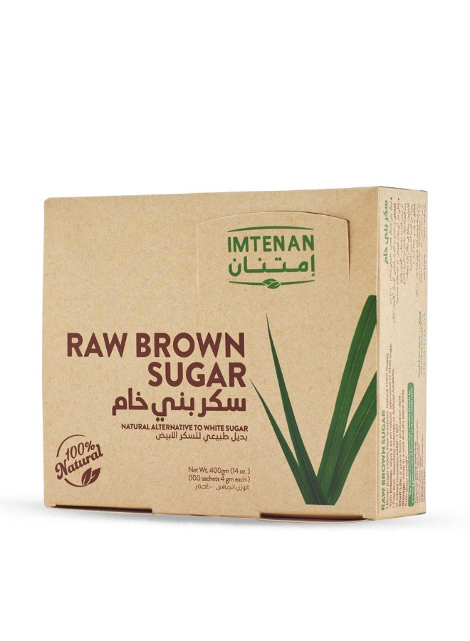 Imtenan Raw Brown Sugar Sachets 100% Natural - 100 Sachets (400 g) - Image 2