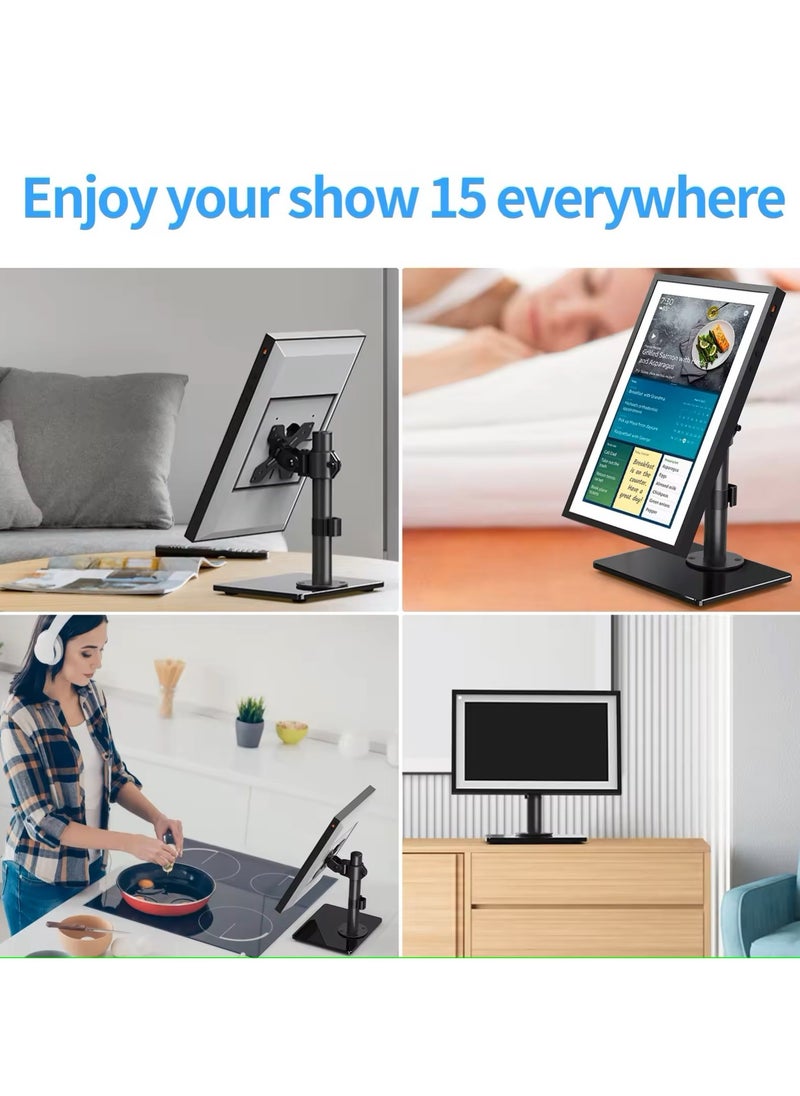Generic - MOUNT PRO Echo Show 15 Stand - Supports Standalone Graphics for Echo Show 15, Supports Pan and Tilt Graphics with Video Base, Adjusts Height for Alexa Echo Show 15, Supports 17.6 Libre - Image 1
