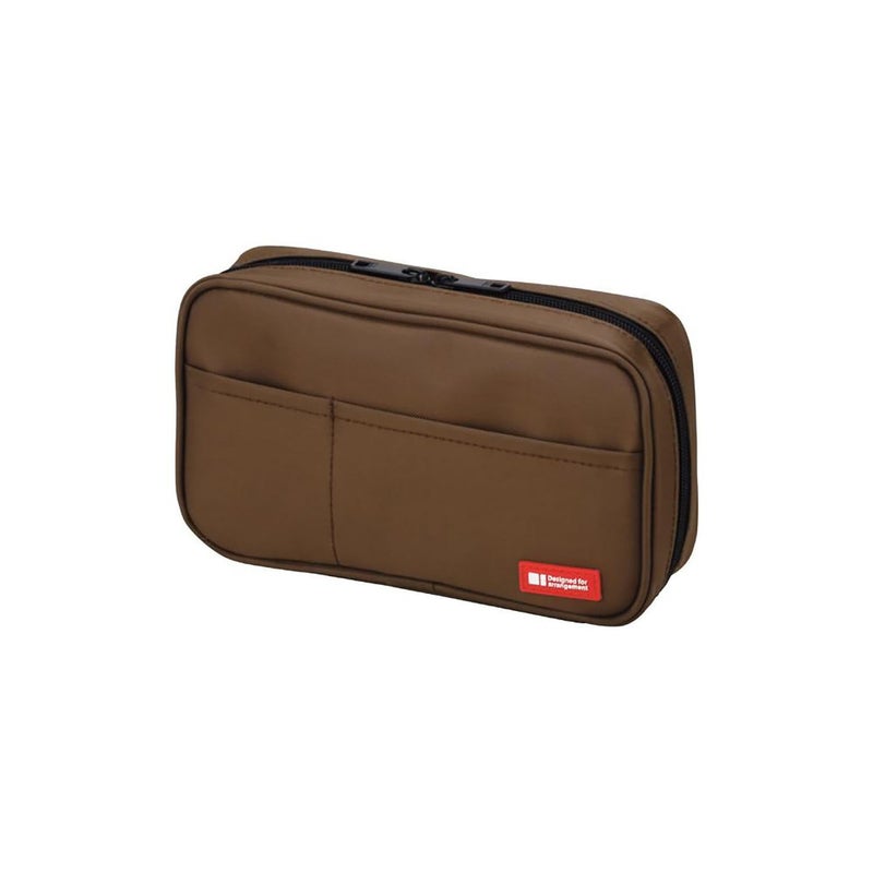 LIHITLAB LIHIT LAB Large Capacity Zipper Pencil Case For School Office College, Big Capacity 4 Compartments Pencil Bag Holder Adults Teen Boys Girls, Travel Cosmetics Storage, Brown (A7551-9) - Image 1