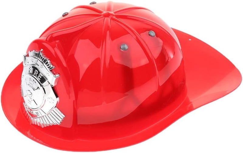 FRECI Firefighter Hat Helmet Fireman Party Dress Up Hat Kids Pretend Chief Hat Halloween Party Role Play Toy –Red - Image 2
