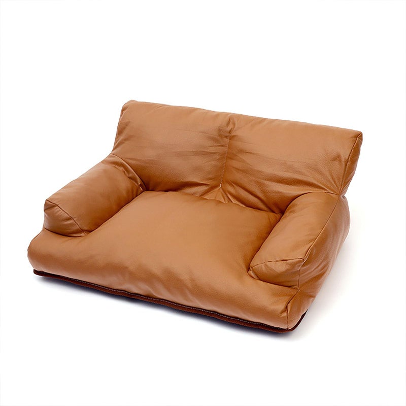 Craoopii Pet Sofa Bed Vintage Cat Dog Faux Leather Sofa with NonSlip Bottom for Dogs Cats Brown Medium