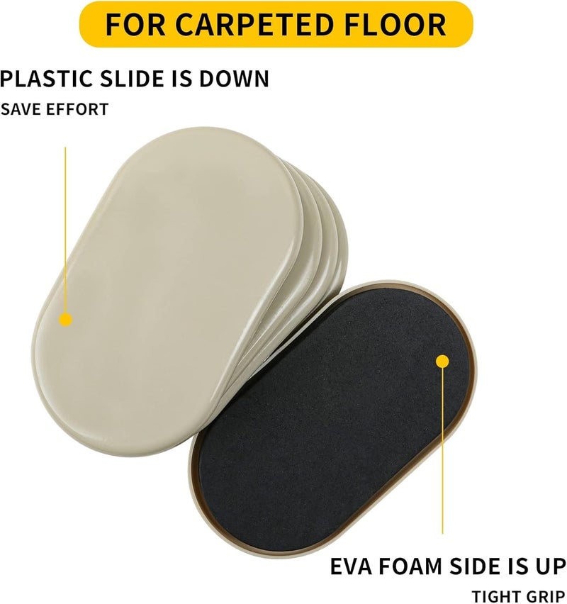 DIY Crafts DIY Crafts 4 Pcs Reusable Large Furniture Movers Slider for Carpet Hardwood Floors Pack 9-1/2" Oval Moving Pads Protector for Heavy Duty Sofa Bed Table Desk,Quickly Easily Move Any Item Pcs:- (4)  - Image 2
