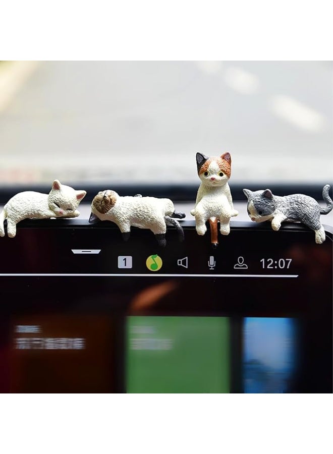 5 Pcs Mini Cat Cute Car Accessories Resin Cat for Dashboard Decorations Desk Decorations Car Ornament Interior Decors Rearview Mirror Funny Gifts - Image 5