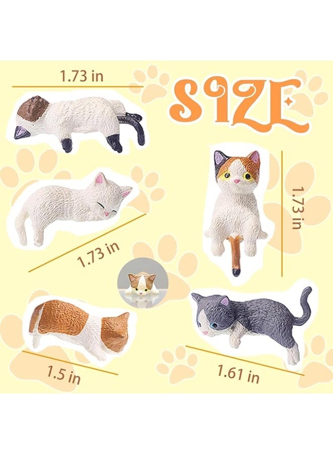 5 Pcs Mini Cat Cute Car Accessories Resin Cat for Dashboard Decorations Desk Decorations Car Ornament Interior Decors Rearview Mirror Funny Gifts - Image 2