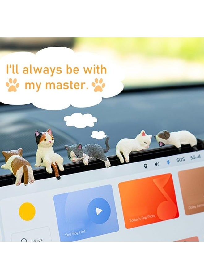 5 Pcs Mini Cat Cute Car Accessories Resin Cat for Dashboard Decorations Desk Decorations Car Ornament Interior Decors Rearview Mirror Funny Gifts - Image 4