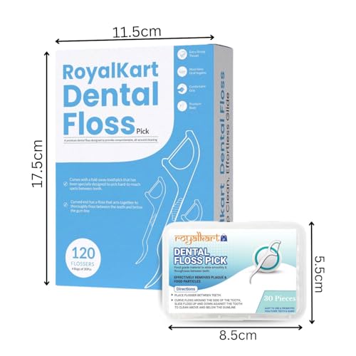 Royalkart® 3 in 1 Tooth Cleaning Dental Floss Toothpicks for Clean Teeth, Fresh Breath and Healthy Gums (Pack Of 120pcs). - Image 4