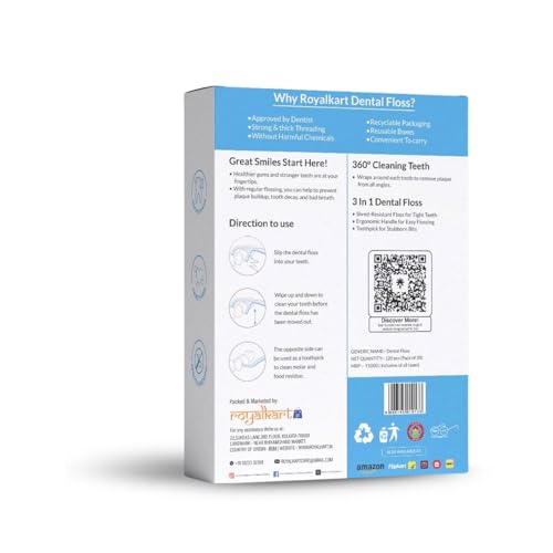 Royalkart® 3 in 1 Tooth Cleaning Dental Floss Toothpicks for Clean Teeth, Fresh Breath and Healthy Gums (Pack Of 120pcs). - Image 3