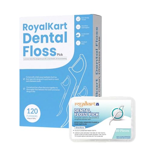 Royalkart® 3 in 1 Tooth Cleaning Dental Floss Toothpicks for Clean Teeth, Fresh Breath and Healthy Gums (Pack Of 120pcs). - Image 1