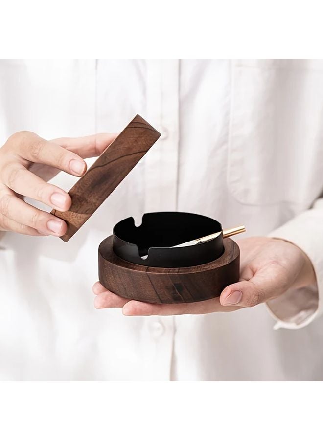 Set Of Black Retro Ashtrays Portable For Home Office And Car Interior - Image 1