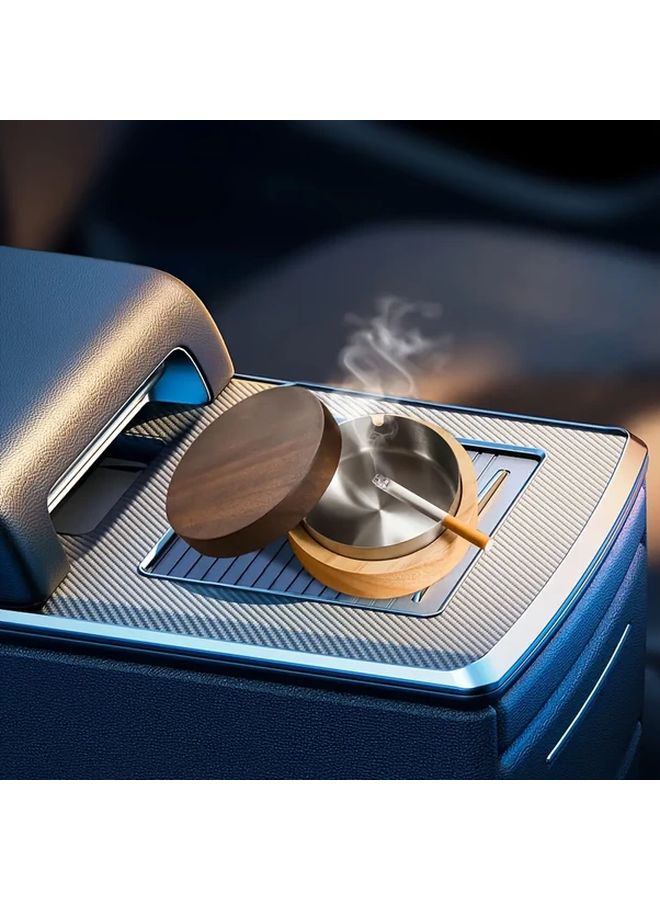 Set Of Black Retro Ashtrays Portable For Home Office And Car Interior - Image 5