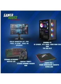 Gaming Bundle (Micro Gaming PC, galax 24,75 HZ  Monitor, Devastator 3 Plus Keyboard And Mouse)MICRO GAMING PC (I5-12400F, 16 GB RAM, RTX 3050)