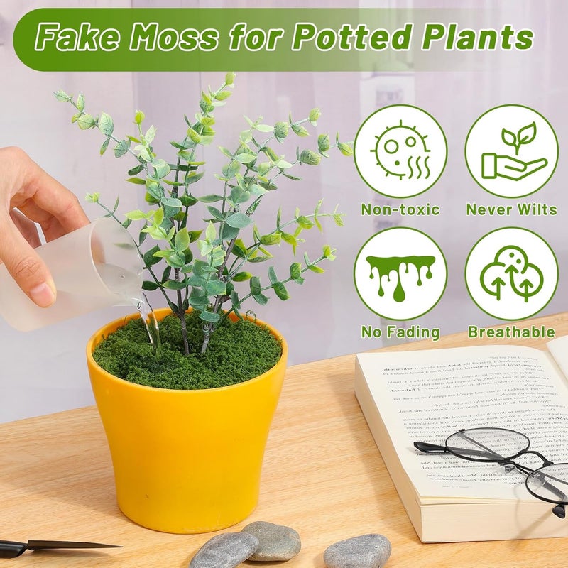 Jollidecor Artificial Moss for Potted Plants, 7.06 OZ Fake Green Moss for Crafts DIY, Faux Decorative Moss Planter Filler for Fairy Garden, Table Centerpiece, Landscaping, Terrarium - Image 2