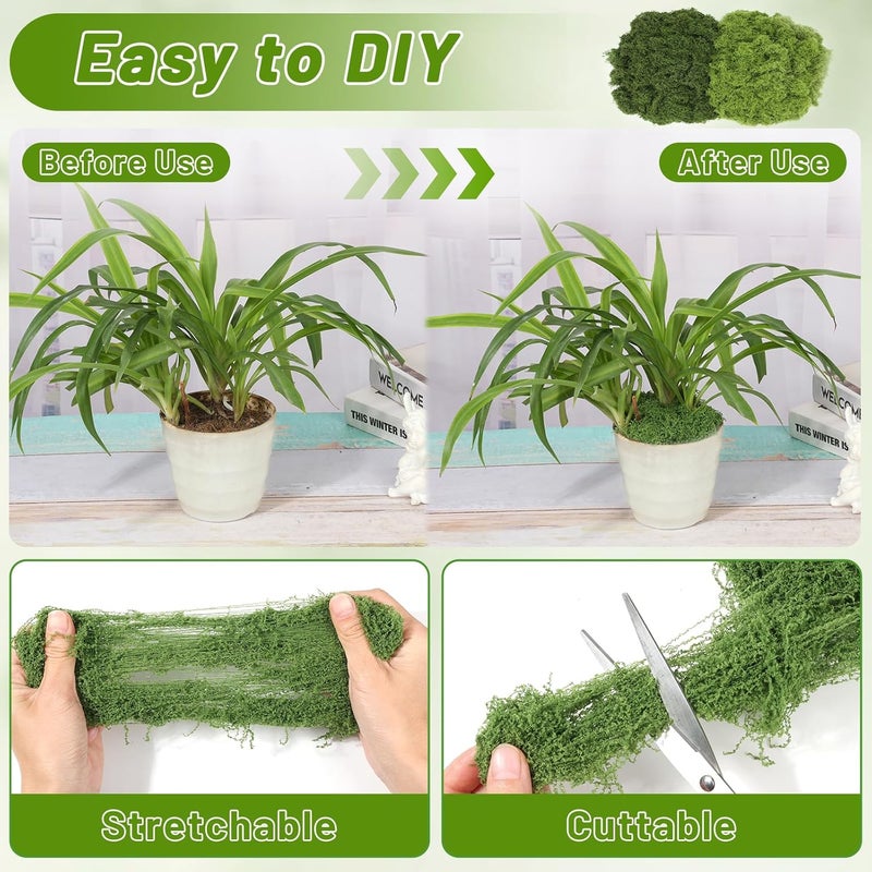 Jollidecor Artificial Moss for Potted Plants, 7.06 OZ Fake Green Moss for Crafts DIY, Faux Decorative Moss Planter Filler for Fairy Garden, Table Centerpiece, Landscaping, Terrarium - Image 4