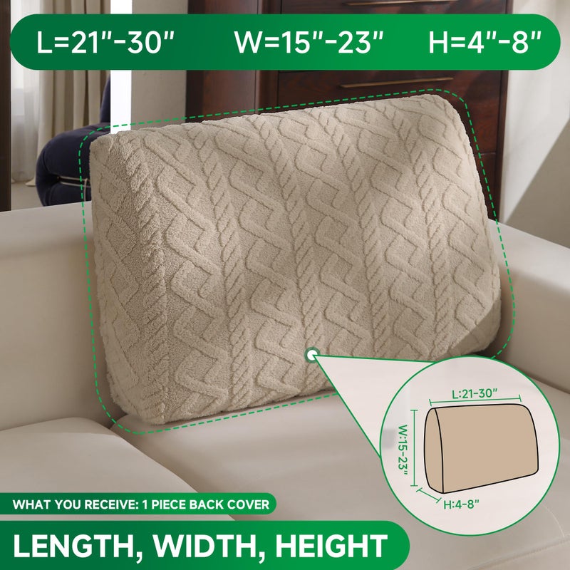 OHSIO Couch Cushion Covers, Super Soft Thicker Fleece Sofa Cover Stretch Sectional Sofa Slipcover Washable Pet Friendly Anti-Slip Stain Resistant Furniture Cover for Home(1 Back Cover,Light Brown) - Image 2
