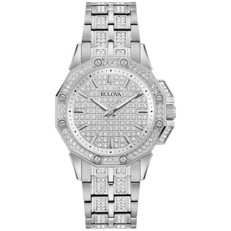 Bulova Ladies Crystal Octava Stainless Steel 3Hand Quartz Watch Crystal Bezel and Dial Style 96L305 - Image 2