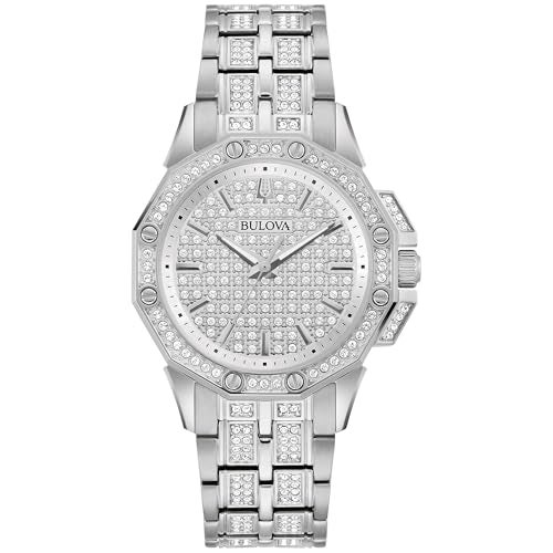 Bulova Ladies Crystal Octava Stainless Steel 3Hand Quartz Watch Crystal Bezel and Dial Style 96L305 - Image 1