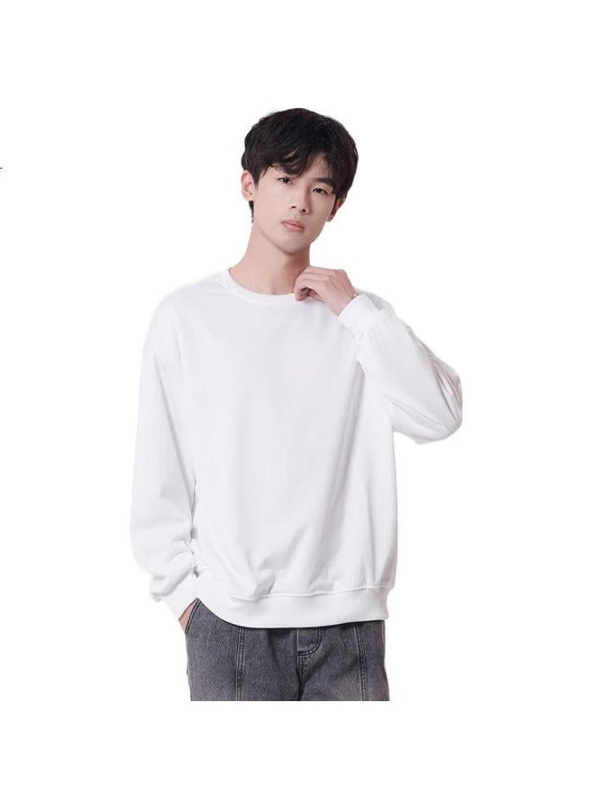Dingfengbaoluo Trendy Brand Solid Color Crew Neck Sweatshirt For Men, Loose Casual Versatile Long-Sleeve Top For Autumn And Winter, Wh-W White 3Xl - Image 3