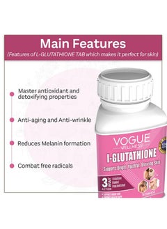 Vogue Vogue Wellness L Glutathione Tablets with Vitamin C, E, & Grape Seed Extract | Radiant & Glowing Skin Glowing Supplement | Reduces skin pigmentation | Free Radical Fighter (2)  - Image 4