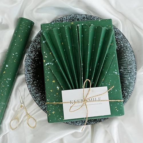 MAMUNU Green Wrapping Paper Roll - 17Inch × 33Feet, Green Christmas Wrapping Paper, Gold and Silver Foil Flake Design, Matte Gift Wrap Paper for Christmas Birthday Party Holiday and All Occasions - Image 4
