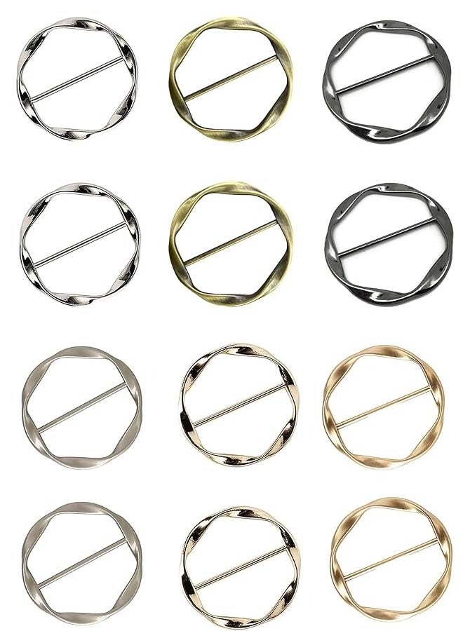 12PCS Scarf Ring Clips Waist Buckle Clip T-Shirt Tie Pin Clip for Women Fashion Metal Circle Buckle for Clothes Hat Belt Decor - Image 1