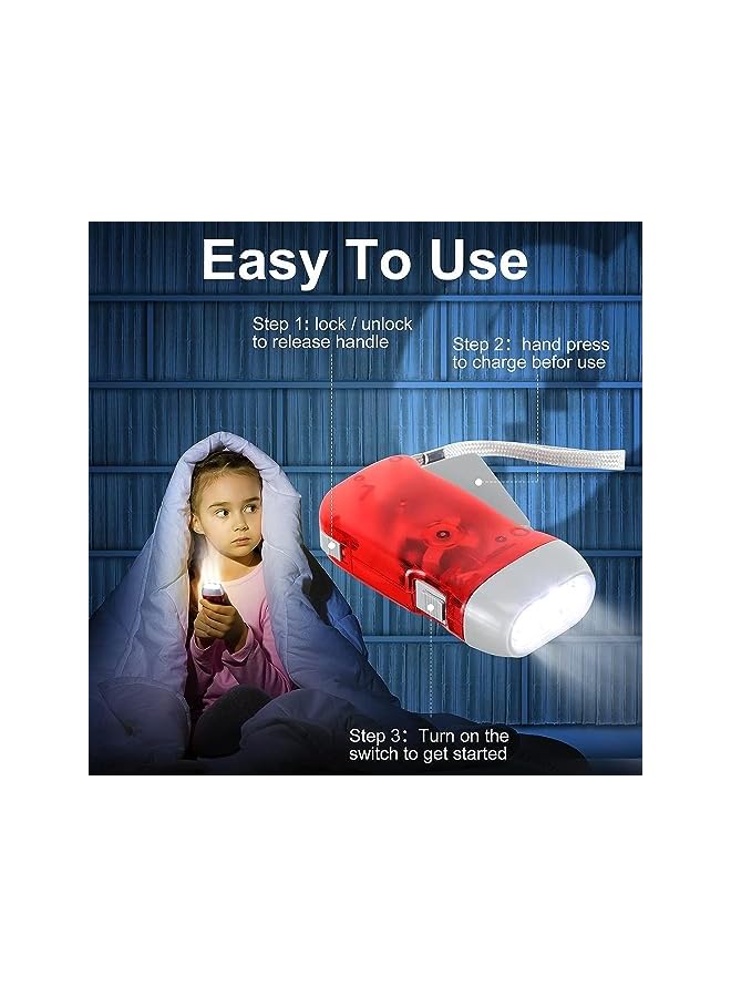 promass Hand Crank Flashlight, 4 Pack No Battery Required Torch Light, 3 LED Light Squeeze Flashlight for Camping, Hiking, Outdoor, Sports, Home Power Outage Emergency Safety Tool - Image 5