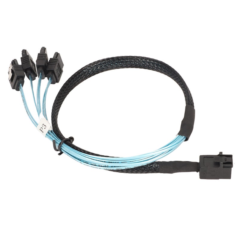 كابل 12 جيجابت في الثانية من نوع Mini SAS HD SFF 8643 إلى 4 من نوع SATA 3.0 من مادة PVC ثنائي القناة 7P خط بيانات مصفوفة أقراص أجهزة الخادم الصلبة طول 1 متر / 3.3 قدم - Image 2