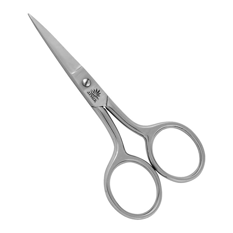 ARSUK Precision Personal Grooming Mustache Beard Scissors 375 Inch Eyebrow Ear Unisex Facial Hair Trimming Stainless Steel Sharp Blades Travel Grooming Scissors for Hair Beauty Care