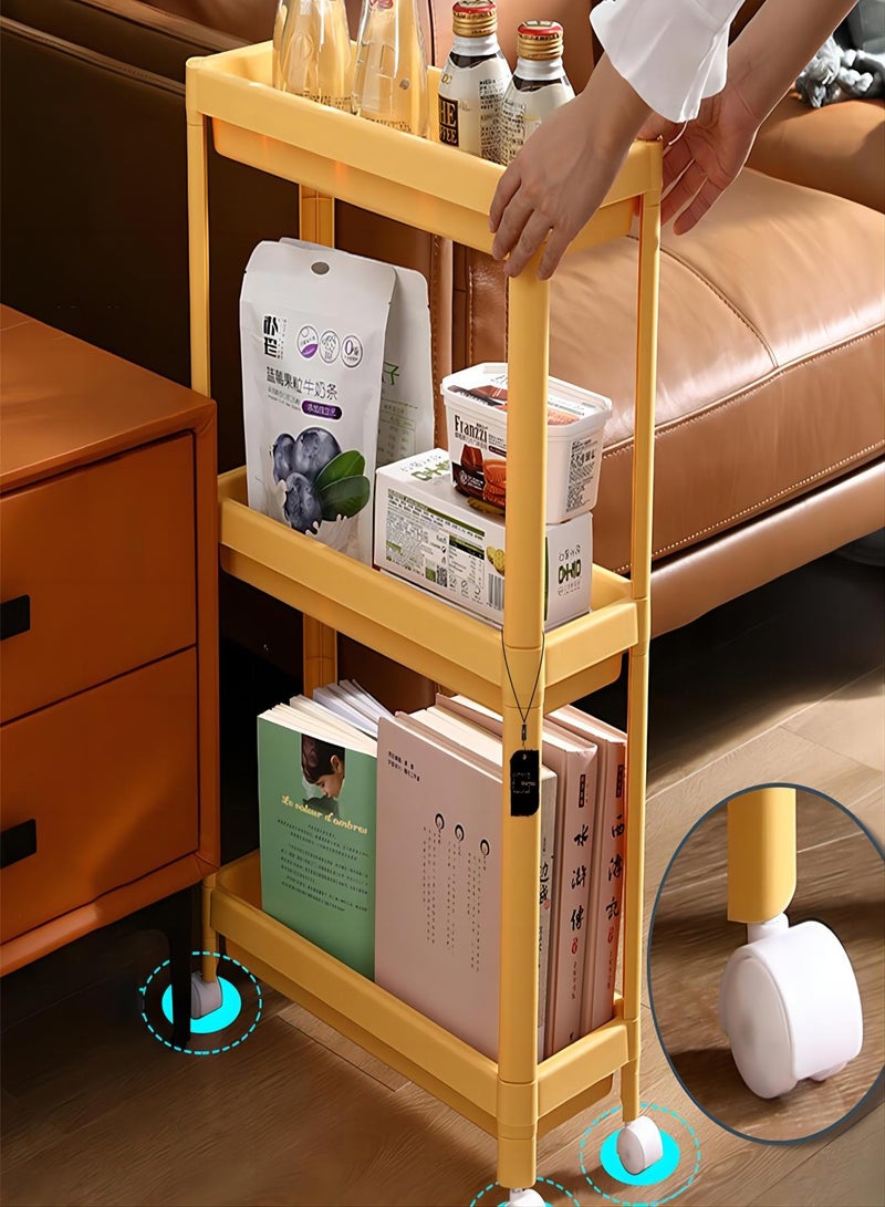 Sharpdo 3 Layer Bathroom storage rack floor standing Kitchen Rack Yellow - Image 2