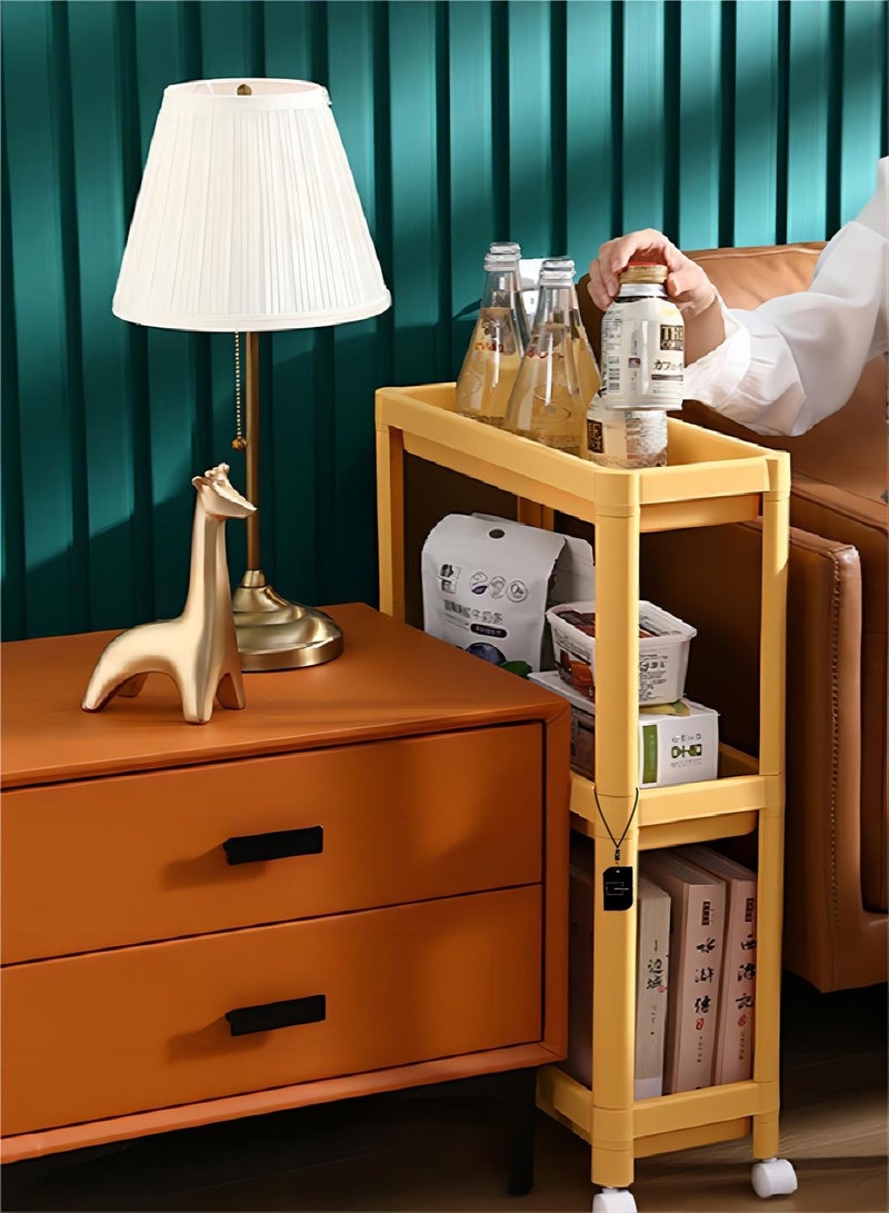 Sharpdo 3 Layer Bathroom storage rack floor standing Kitchen Rack Yellow - Image 1