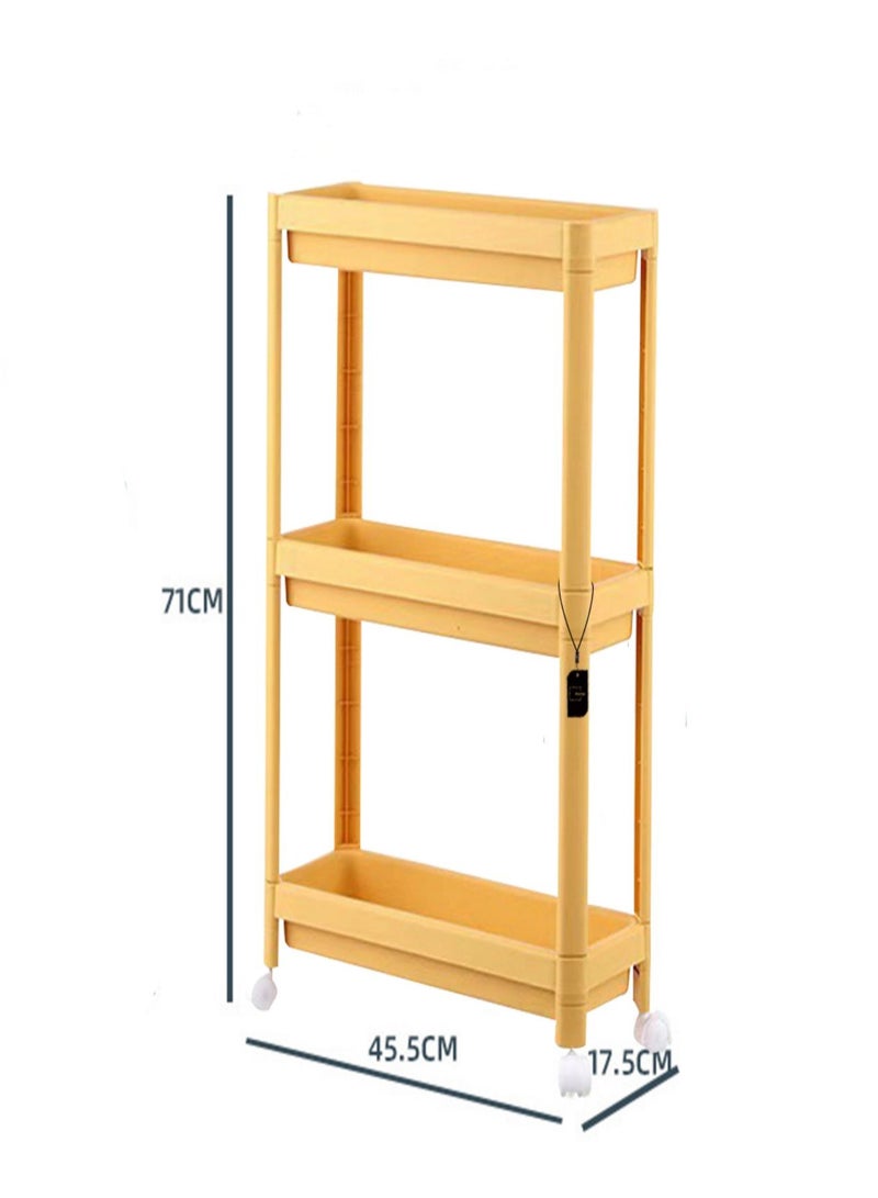 Sharpdo 3 Layer Bathroom storage rack floor standing Kitchen Rack Yellow - Image 5