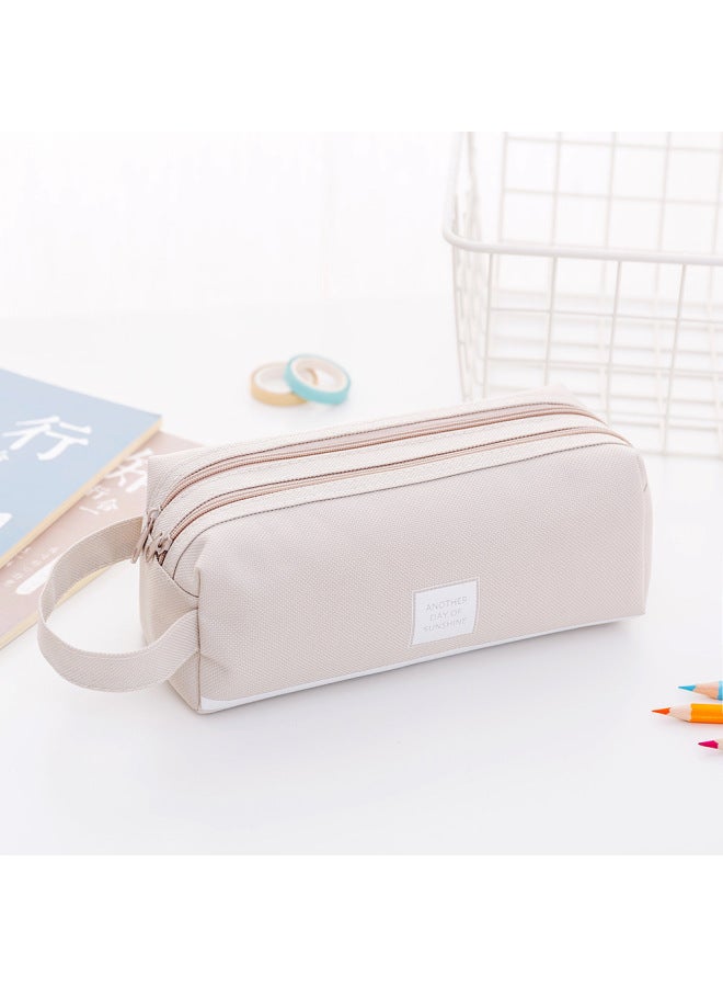 HELPS New Creative Double-layer Large Capacity Portable Pencil Case Simple Oxford Cloth Double Zipper Pencil Case Stationery Bag Stationery Box - Image 1
