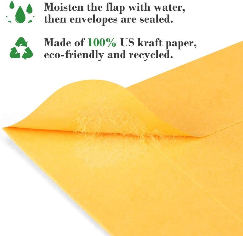 ValBox 3.5x6.5 Money Envelopes, Brown Kraft #7 Coin Envelopes, Small Parts Envelope with Gummed Flap for Seed, Cash, Budgeting (Pack of 100) - Image 3