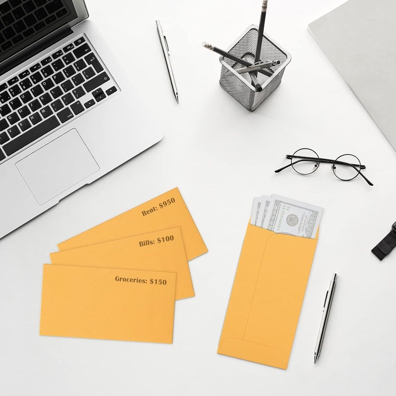 ValBox 3.5x6.5 Money Envelopes, Brown Kraft #7 Coin Envelopes, Small Parts Envelope with Gummed Flap for Seed, Cash, Budgeting (Pack of 100) - Image 5