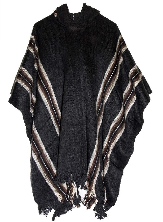 Gamboa Gamboa Alpaca Poncho - Hooded, Charcoal, OS  - Image 1
