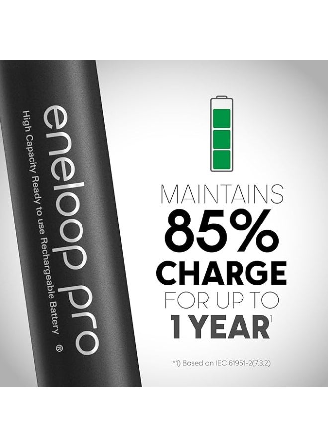 Eneloop Pro AA Rechargeable Batteries 2550mAh Pack of 4 – Made in Japan, High Capacity Ni-MH, Long Lasting Power, Low Self Discharge - Image 2