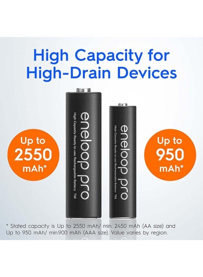 Eneloop Pro AA Rechargeable Batteries 2550mAh Pack of 4 – Made in Japan, High Capacity Ni-MH, Long Lasting Power, Low Self Discharge - Image 4
